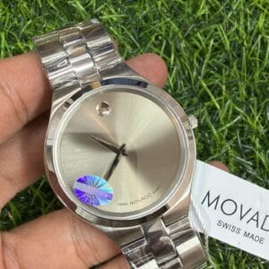 Movado Slim Japan Quartz Premium Sapphire Glass Silver Watch for Men with Stainless Steel Bracelet