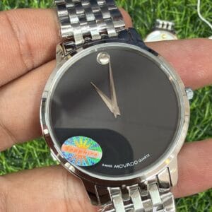 Movado Premium Slim Silver Quartz Watch for Men and Women with Japan Quartz Movement and Stainless Steel Bracelet