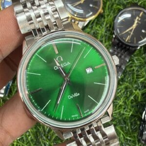 Omega De Ville Men's Silver Quartz Watch with Japan Quartz Movement and Stainless Steel Bracelet