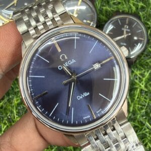 Omega De Ville Men's Silver Quartz Watch with Japan Quartz Movement and Stainless Steel Bracelet