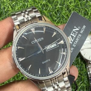 Citizen OG Authentic Quality Quartz Day Date Silver Men's Watch with Sapphire Glass and Stainless Steel Bracelet