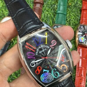 Franck Muller Curvex Silver Automatic Men's Watch with Sapphire Glass and Premium Leather Strap