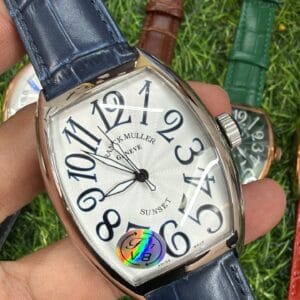 Franck Muller Curvex Silver Automatic Men's Watch with Sapphire Glass and Premium Leather Strap
