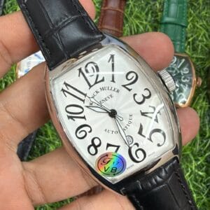 Franck Muller Curvex Silver Automatic Men's Watch with Sapphire Glass and Premium Leather Strap