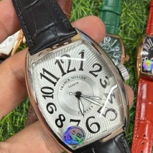 Franck Muller Curvex Silver Automatic Men's Watch with Sapphire Glass and Premium Leather Strap