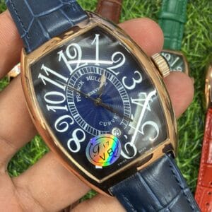 Franck Muller Curvex Rose Gold Automatic Men's Watch with Sapphire Glass and Premium Leather Strap