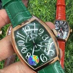 Franck Muller Curvex Rose Gold Automatic Men's Watch with Sapphire Glass and Premium Leather Strap