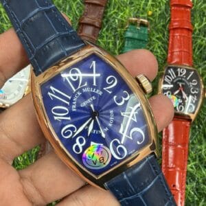 Franck Muller Curvex Rose Gold Automatic Men's Watch with Sapphire Glass and Premium Leather Strap