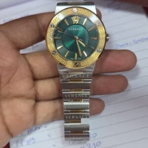Versace Green Dial Women's Watch OG Authentic Quality Silver Gold Stainless Steel Luxury Watch