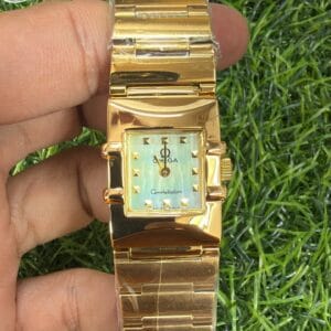 Omega Constellation Quadro Yellow Gold Ladies Watch with Mother of Pearl Dial and Japan Quartz Movement
