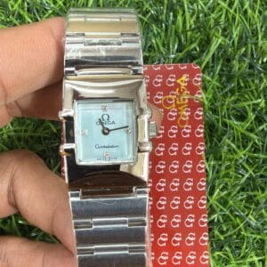 Omega Constellation Quadro Silver Stainless Steel Ladies Watch with Mother of Pearl Dial and Japan Quartz Movement