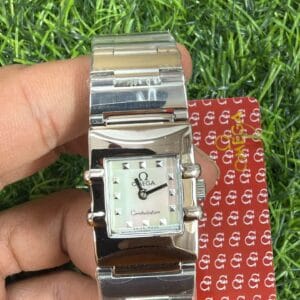 Omega Constellation Quadro Silver Stainless Steel Ladies Watch with Mother of Pearl Dial and Japan Quartz Movement