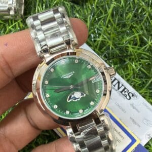 Longines Prima Luna Moonphase Stainless Steel Ladies Watch with Japan Quartz Movement and Date Display