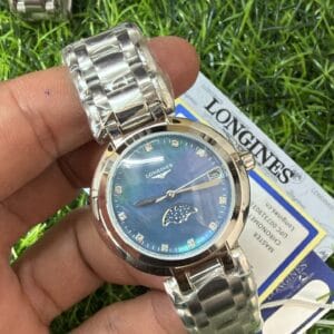 Longines Prima Luna Moonphase Stainless Steel Ladies Watch with Japan Quartz Movement and Date Display