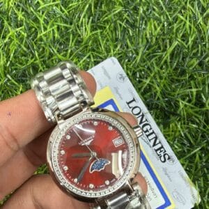 Longines Prima Luna Moonphase Diamond Bezel Stainless Steel Ladies Watch with Japan Quartz Movement