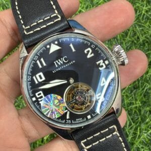 IWC Big Pilot's Watch 43 Tourbillon Le Petit Prince Rose Gold Leather Luxury Watch Front View