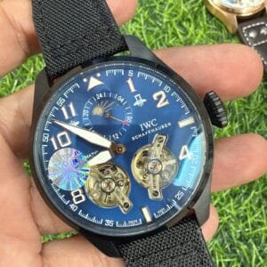 IWC Schaffhausen Big Pilot's Dual Tourbillon Automatic Luxury Watch Leather Strap