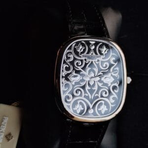 Patek Philippe Ref. 5738/51G-001 Golden Ellipse Watch hand-engraved black enameled dial