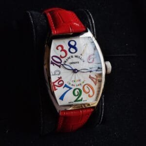 Franck Muller Crazy Hours 5850 CH Automatic Watch with Red Leather Strap
