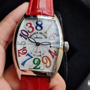 Franck Muller Crazy Hours 5850 CH Automatic Watch with Red Leather Strap
