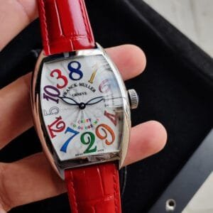 Franck Muller Crazy Hours 5850 CH Automatic Watch with Red Leather Strap