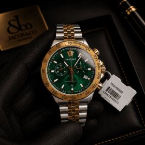 Versace VE2U00522 Men's Chronograph Watch with Gold-Tone Tachymeter Bezel