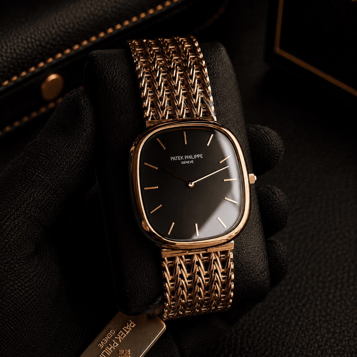 Patek Philippe Golden Ellipse Ref. 5738/1R-001 black dial premium quartz watch