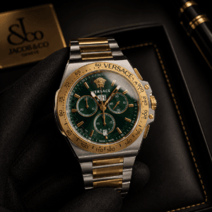 Versace VE7H00523 Premium Men's Watch with Green Dial and Gold Two-Tone Bracelet