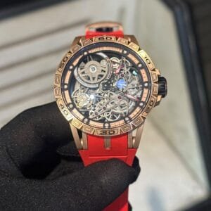 Roger Dubuis Excalibur Aventador Automatic Men's Skeleton Watch with Red Rubber Strap